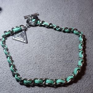 13 inch guess leather and silver choker